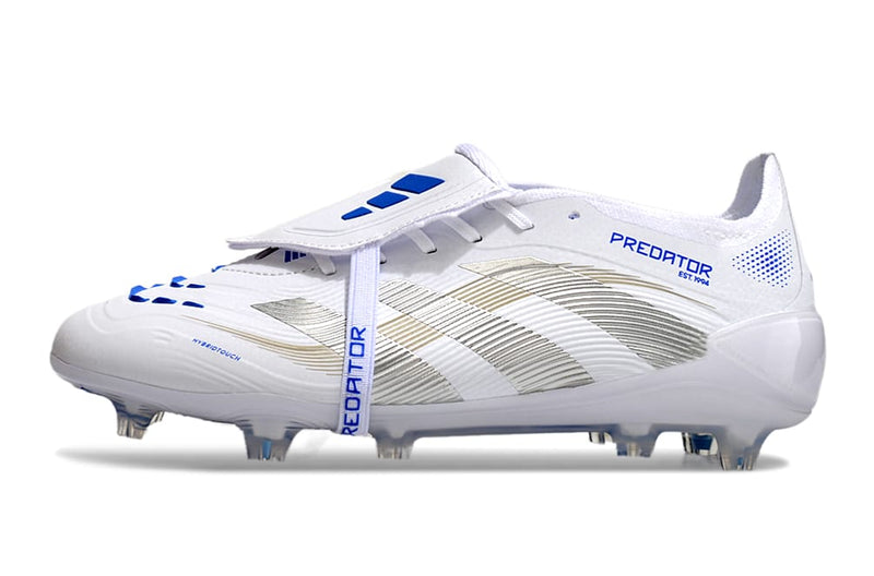 Predator Elite Fold-Over Tongue Firm Ground Cleats - branco e azul