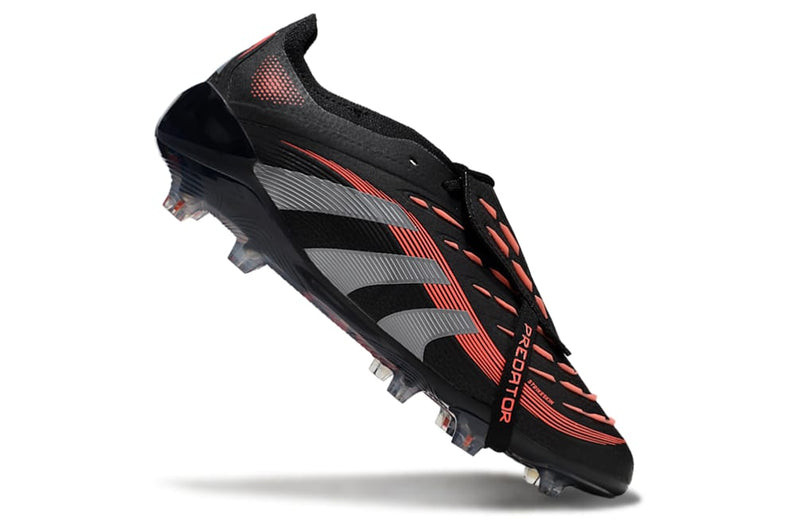 Predator Elite Fold-Over Tongue Firm Ground Cleats - preto e vermelho