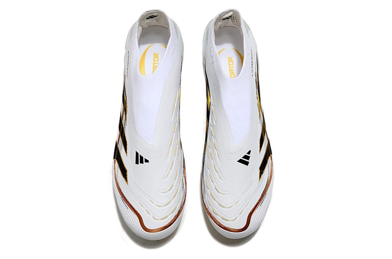 Chuteira Adidas Predator Edge.1 Laceless FG - branco e dourado